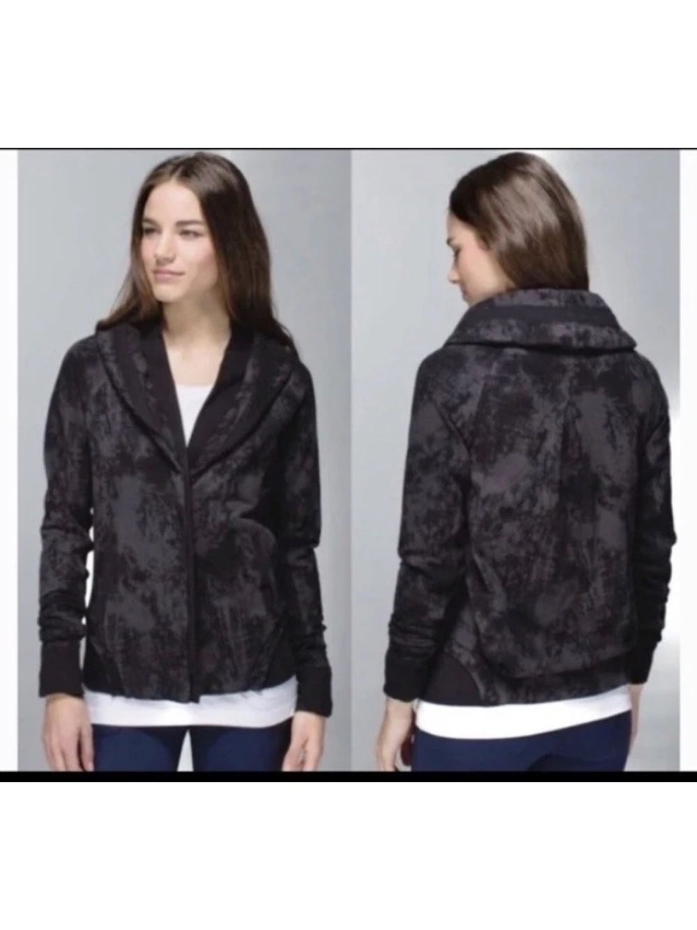 lululemon athletica Black Textured Shawl-Collar Bomber Jacket